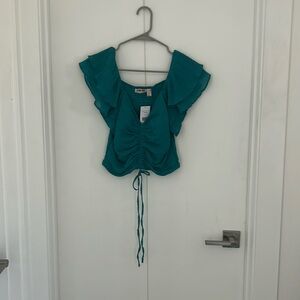 Teal ruffle top